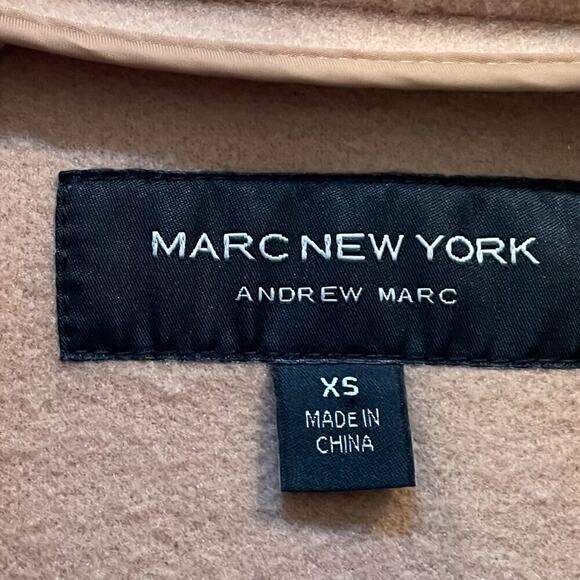 Marc New York Lightweight Camel Coat Faux Leather Trim, Oversized Fit, XS - Picture 7 of 13